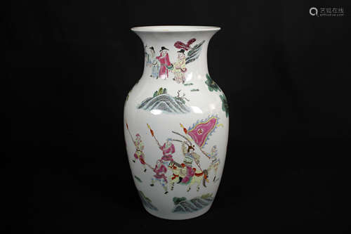 Late Qing Dynasty, Famille Rose Figure Porcelain Wide-mouth Vase