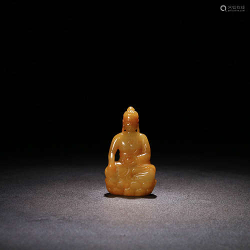 A Chinese Carved Hetian Jade Sakyamuni Ornament