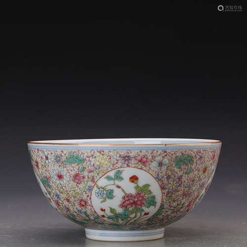 A Chinese Famille Rose Floral Porcelain Bowl