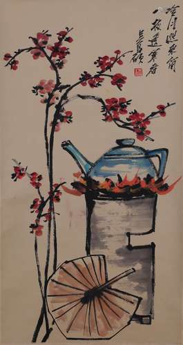 A Chinese ‘Making Tea’ Painting Scroll