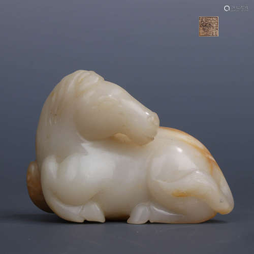 A Carved Hetian Jade Horse Ornament
