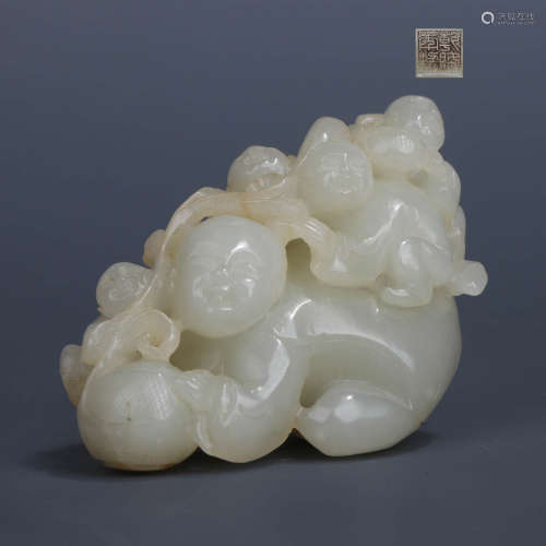 A Carved Hetian Jade Boy Ornament