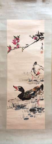 Wang Xuetao, 'Two Ducks' Paper Ink Painting