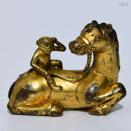 A Bronze Horse and Monkey Paper Weight