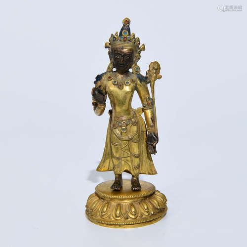 A Bronze Nepalese Style Standing Figure Of Buddha