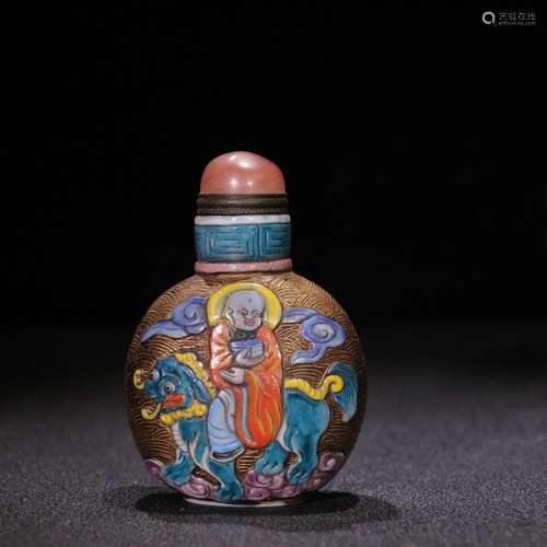 A Chinese Colored Glaze
‘Figure And Beast’ Snuff Bottle