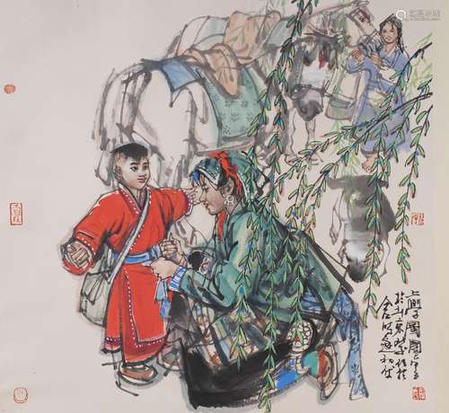 A Chinese Figures Painting，Shi Guoliang Mark