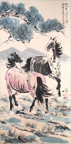 A Chinese Horses Painting, Xu Beihong Mark