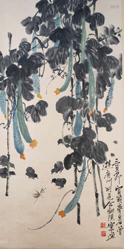 A Chinese ‘Melon Vine’ Painting，Qi Baishi Mark