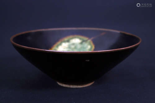 Jizhou Kiln Double Leaves Porcelain Bowl