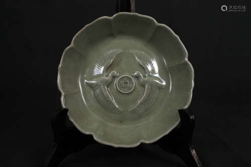 Lotus Edge Double Phoenixs Porcelain Plate