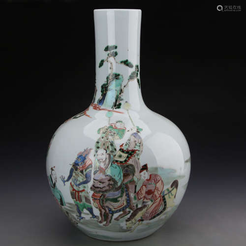 A Chinese Wucai ‘Figures’ Porcelain Tianqiuping