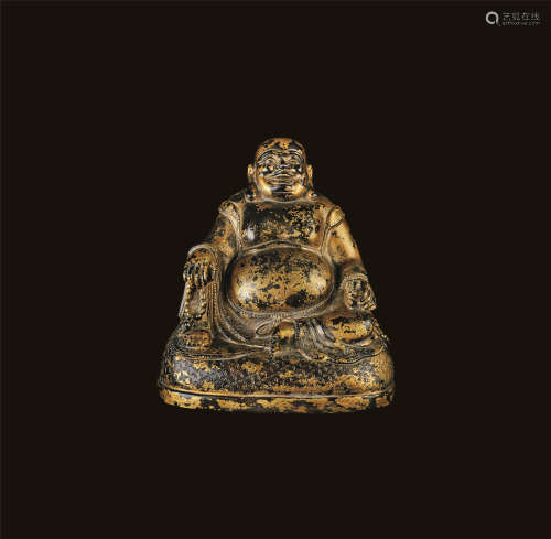 明代 铜鎏金弥勒佛像（原配封底）