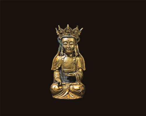 明代 铜鎏金无量寿佛像