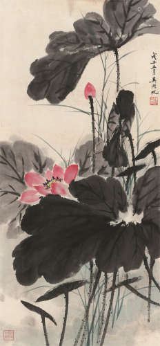 吴湖帆（1894～1968） 1948年作 荷花 立轴 纸本