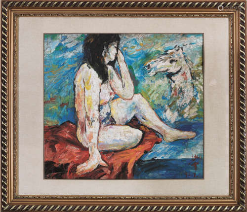 沙耆（1914～2005） 凝望 布面油画