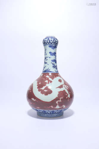 chinese copper-red glazed porcelain vase,ming dynasty