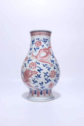 chinese copper-red glazed porcelain vase,qing dynasty