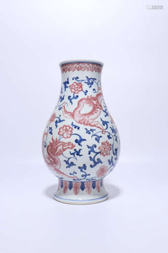 chinese copper-red glazed porcelain vase,qing dynasty