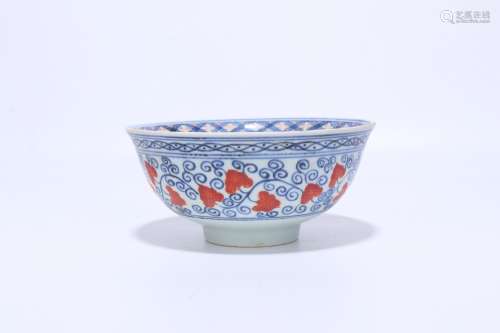 chinese red glazed porcelain bowl,ming dynasty