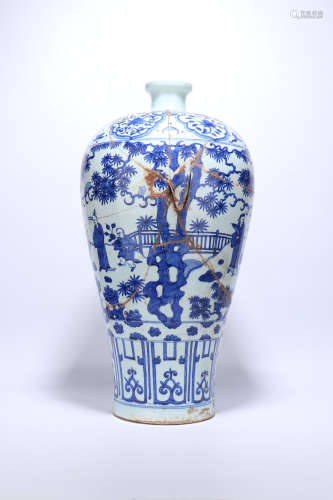 chinese blue and white porcelain meiping,ming dynasty