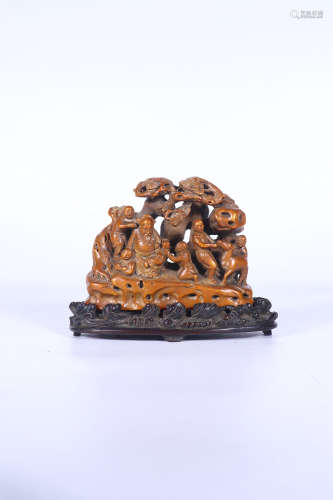 chinese sandalwood shan zi ornament,qing dynasty