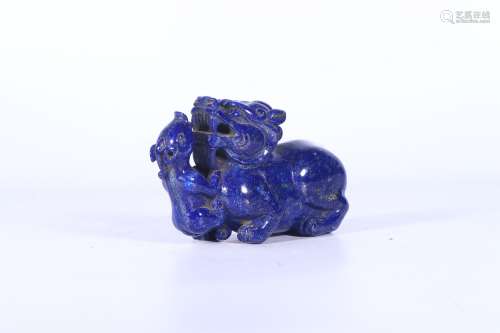 chinese lapis lazuli beast ornament,qing dynasty