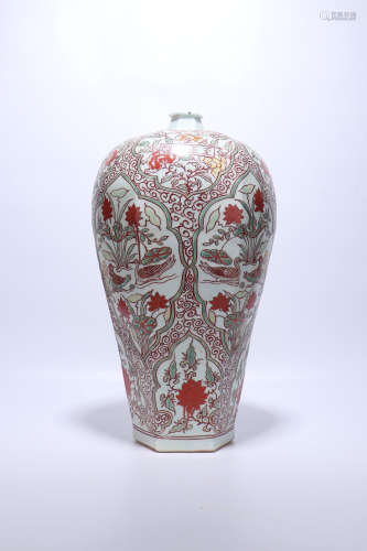 chinese wucai porcelain meiping,yuan dynasty