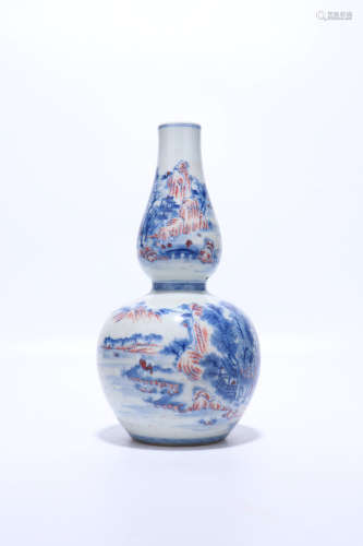 chinese copper-red glazed porcelain gourd vase,qing dynasty