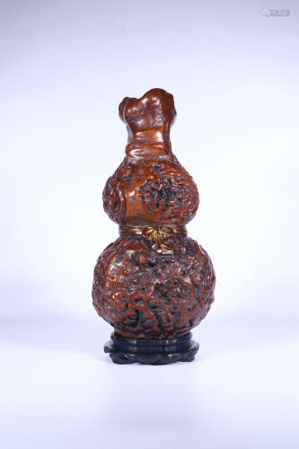 chinese shu liu (wood) gourd pot,qing dynasty