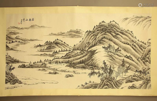Chinese Hand Scroll Painting Qing dyn. Wang …