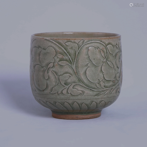 Yaozhou kiln green-glazed deep-belly bowl …