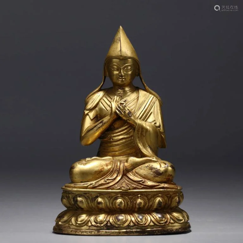 A Gilding Bronze Tsongkhaba Sitting Statue