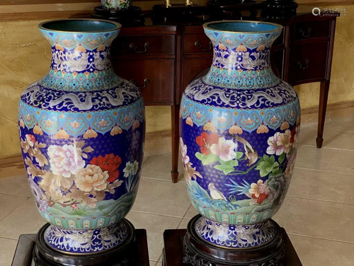 Pair of Cloisonne Vases