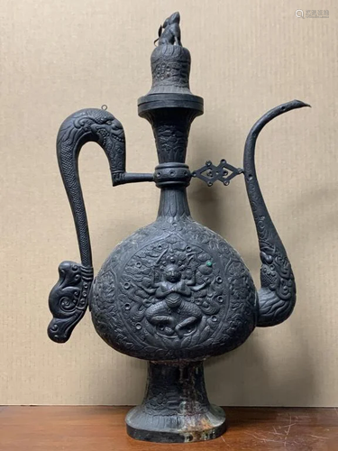 Tibetan Large Bronze Water Pitcher