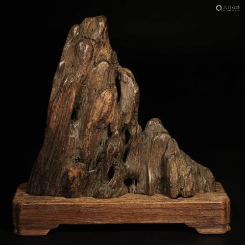 A Wood Carved Mountain Shaped Ornament