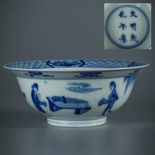 A Blue and White Figure Porcelain Bowl