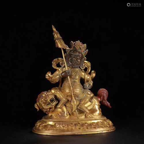 A Gilding Bronze Treasure King Statue