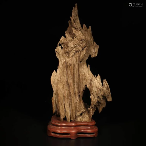 A Wood Carved Mountain Shaped Ornament