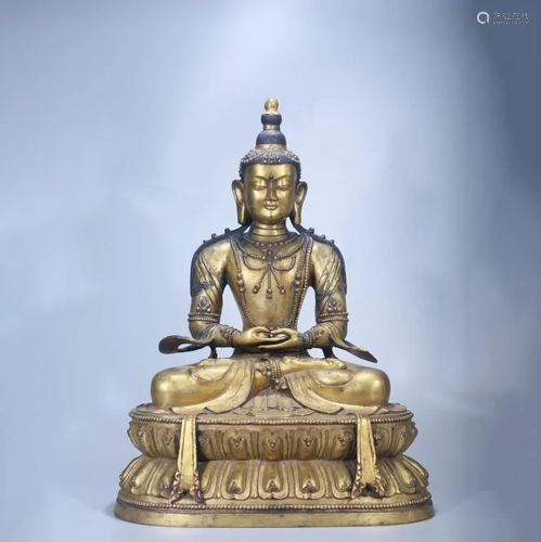 A Gilding Bronze Amitabha Statue.