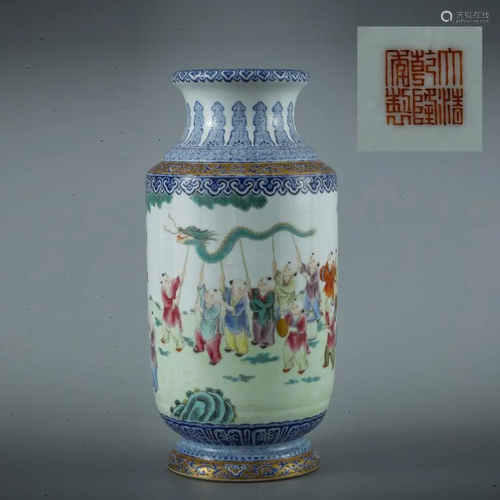 A Gilt Famille Rose Porcelain Lantern Shaped …