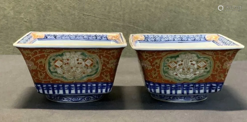 Qing Dynasty Fencai Square Porcelain Bowls