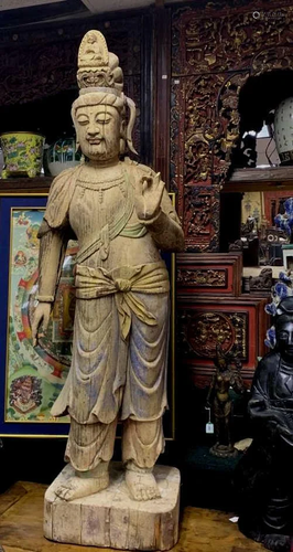 Large Wood Carved Buddha