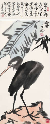 李苦禅（1899～1983） 霁 立轴 设色纸本