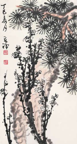 李苦禅（1899～1983） 松梅图 立轴 设色纸本