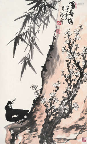 李苦禅（1899～1983） 啸春图 立轴 设色纸本