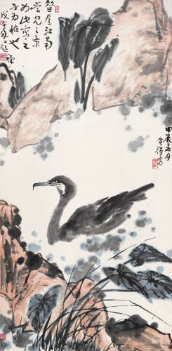 李苦禅（1899～1983） 江南之景 立轴 设色纸本