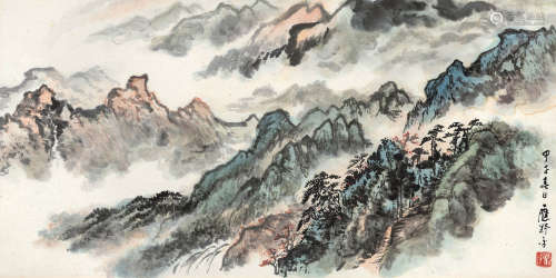 应野平（1910～1990） 云横秀岭 立轴 设色纸本