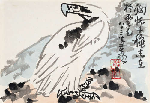 李苦禅（1899～1983） 鹰 镜心 设色纸本