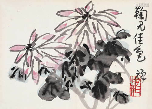 李苦禅（1899～1983） 菊见佳色 镜心 设色纸本